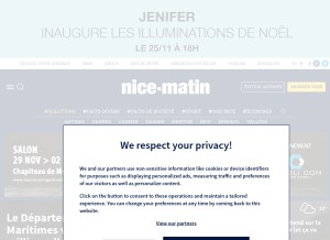 How nicematin.com looks like on a tablet such as an iPad.
