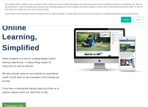 How nicheacademy.com looks like on a tablet such as an iPad.