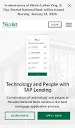 How nicoletbank.com looks like on a mobile device such as an iPhone.