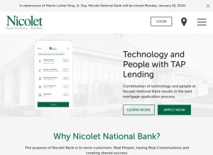 How nicoletbank.com looks like on a tablet such as an iPad.