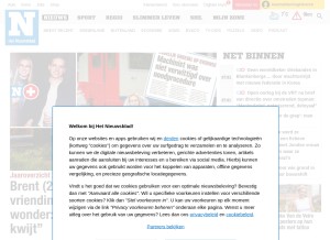 How nieuwsblad.be looks like on a tablet such as an iPad.