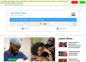How nigeriafilms.com looks like on a tablet such as an iPad.