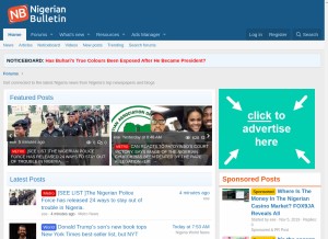 How nigerianbulletin.com looks like on a tablet such as an iPad.