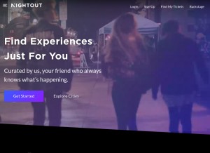 How nightout.com looks like on a tablet such as an iPad.
