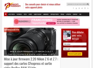 How nikonpassion.com looks like on a tablet such as an iPad.