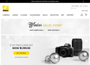 How nikonusa.com looks like on a tablet such as an iPad.