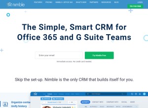 How nimble.com looks like on a tablet such as an iPad.