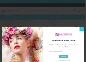 How ninaperfume.com looks like on a tablet such as an iPad.