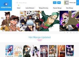 How nineanime.com looks like on a tablet such as an iPad.