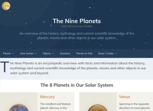 How nineplanets.org looks like on a tablet such as an iPad.