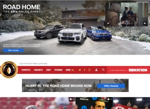 How ninersnation.com looks like on a tablet such as an iPad.