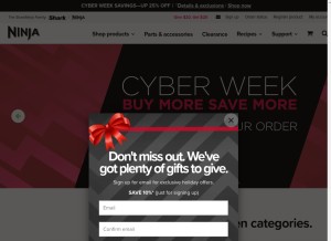 How ninjakitchen.com looks like on a tablet such as an iPad.