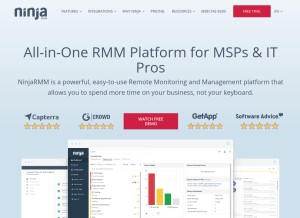 How ninjarmm.com looks like on a tablet such as an iPad.