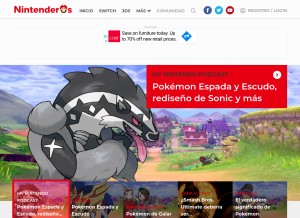 How nintenderos.com looks like on a tablet such as an iPad.