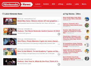 How nintendonews.com looks like on a tablet such as an iPad.
