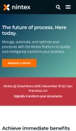 How nintex.com looks like on a mobile device such as an iPhone.
