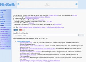 How nirsoft.net looks like on a tablet such as an iPad.