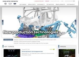 How nissan-global.com looks like on a tablet such as an iPad.