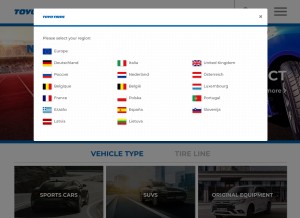 How nittotire.com looks like on a tablet such as an iPad.