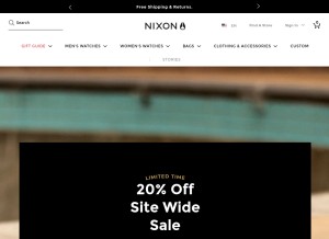 How nixon.com looks like on a tablet such as an iPad.