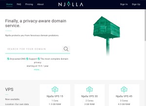 How njalla.fo looks like on a tablet such as an iPad.