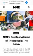How nme.com looks like on a mobile device such as an iPhone.