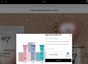 How no7beauty.com looks like on a tablet such as an iPad.