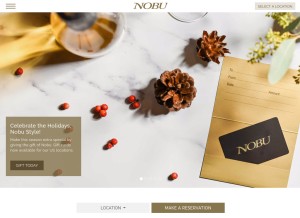 How noburestaurants.com looks like on a tablet such as an iPad.