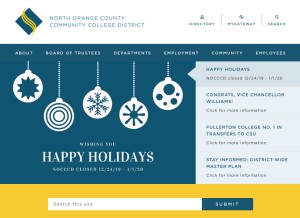 How nocccd.edu looks like on a tablet such as an iPad.