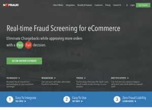 How nofraud.com looks like on a tablet such as an iPad.
