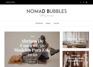 How nomadbubbles.com looks like on a tablet such as an iPad.