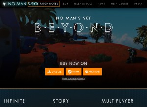 How nomanssky.com looks like on a tablet such as an iPad.