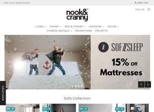 How nookandcranny.com looks like on a tablet such as an iPad.