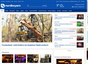 How nordbayern.de looks like on a tablet such as an iPad.