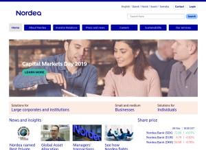 How nordea.com looks like on a tablet such as an iPad.