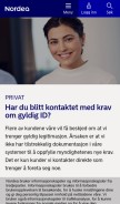 How nordea.no looks like on a mobile device such as an iPhone.