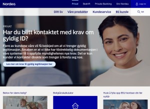 How nordea.no looks like on a tablet such as an iPad.