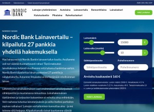 How nordicbank.fi looks like on a tablet such as an iPad.