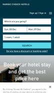 How nordicchoicehotels.com looks like on a mobile device such as an iPhone.