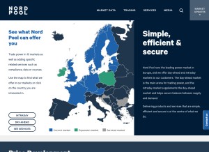 How nordpoolgroup.com looks like on a tablet such as an iPad.