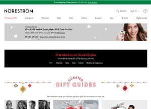 How nordstrom.com looks like on a tablet such as an iPad.