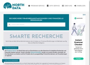 How northdata.de looks like on a tablet such as an iPad.