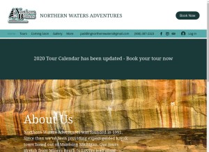 How northernwaters.com looks like on a tablet such as an iPad.
