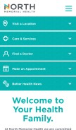 How northmemorial.com looks like on a mobile device such as an iPhone.
