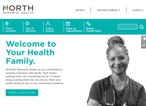 How northmemorial.com looks like on a tablet such as an iPad.