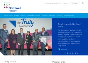 How northwell.edu looks like on a tablet such as an iPad.