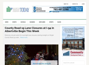 How northwrightcounty.today looks like on a tablet such as an iPad.