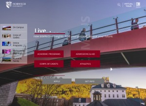 How norwich.edu looks like on a tablet such as an iPad.