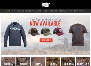 How nosler.com looks like on a tablet such as an iPad.