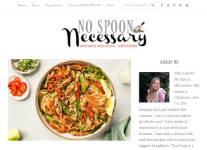 How nospoonnecessary.com looks like on a tablet such as an iPad.